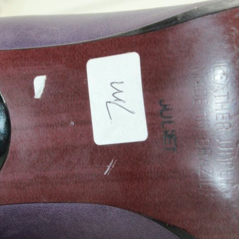 Women's Purple Leather Square Toe Stiletto Heeled Boots Brazil Made Size 7 M - Picture 9 of 9